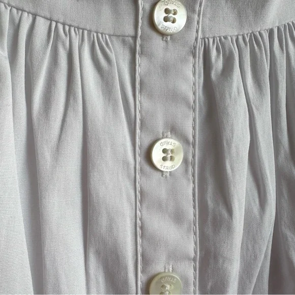 Staud Mini Elio Dress in White / Off The Shoulder Prairie Dress w/ Puffy Sleeves - Picture 8 of 13